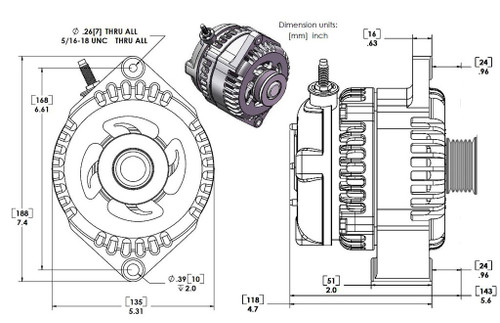 240 amp Racing alternator - Natural Finish