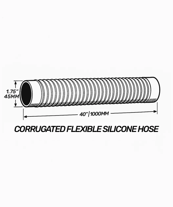 Corrugated Flexible Silicone Rubber Hose (incl: 2x SS Hose Clamps) 