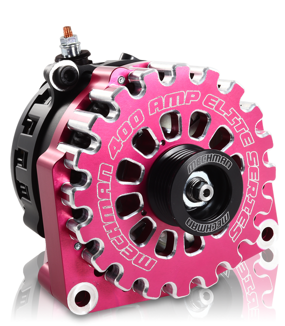 High Output 400A large case BILLET alternator for 2001-2007 GM truck 6.6l Diesel - side output stud - Pink B11348400PI Mechman