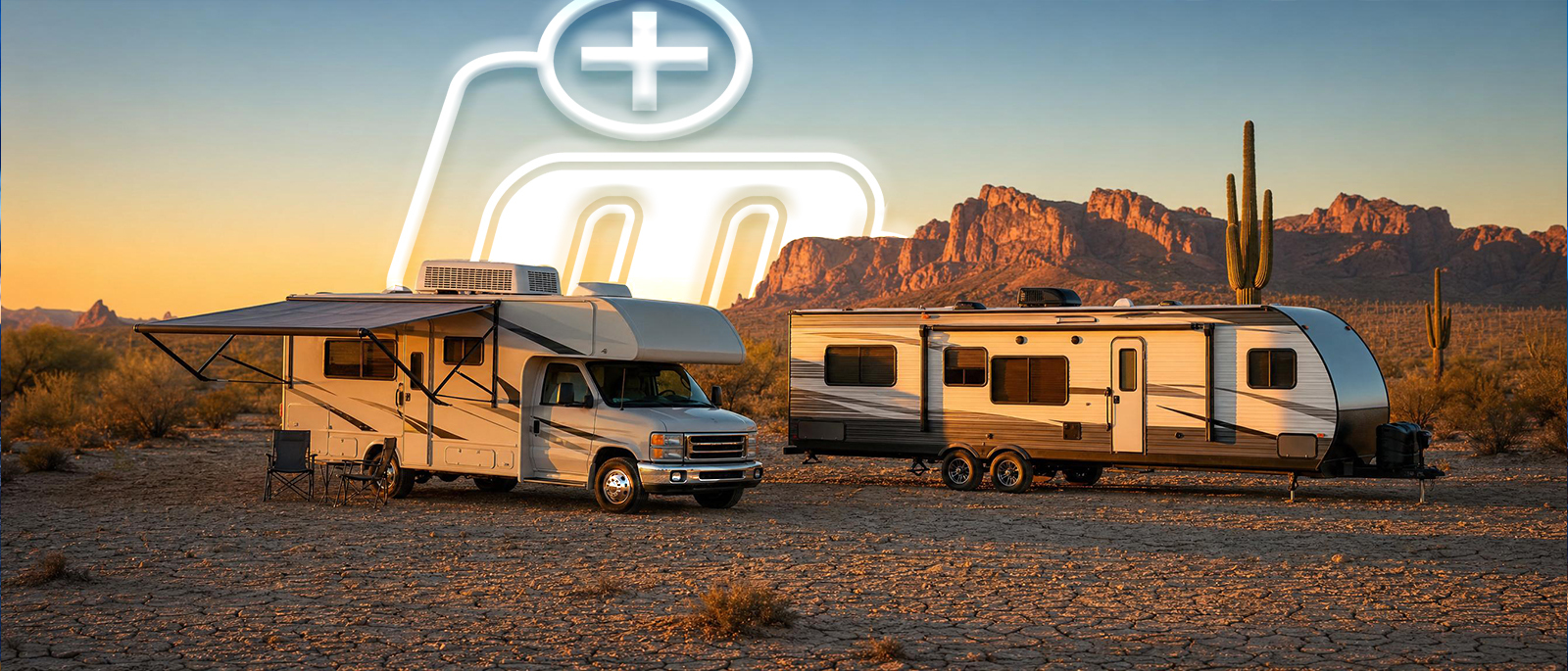 RV boondocking in the desert heat with rooftop air conditioning running off a 48-volt battery system