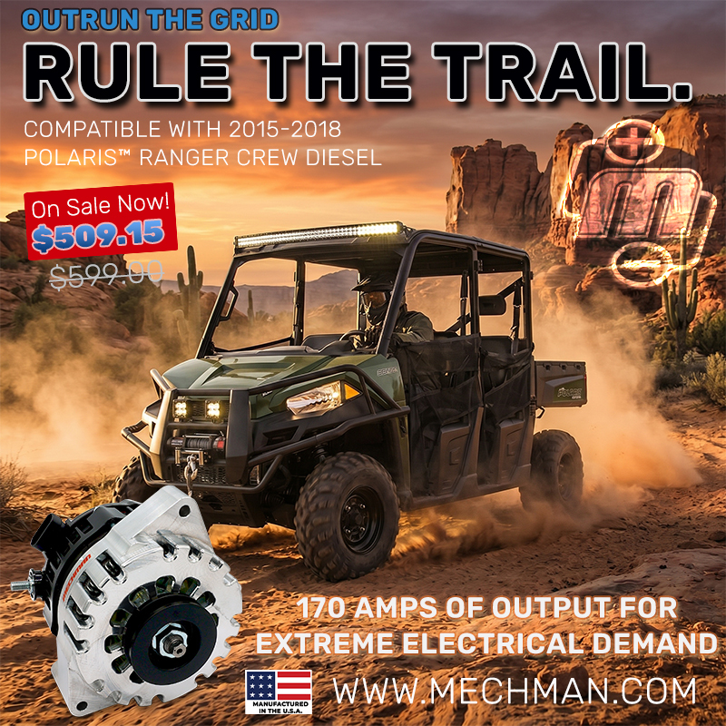 Mechman 170-amp alternator upgrade for 2015–2018 Polaris Ranger Crew Diesel