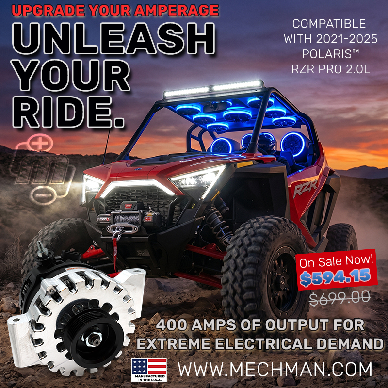 Mechman 400-amp alternator upgrade for 2021–2025 Polaris RZR Pro 2.0L