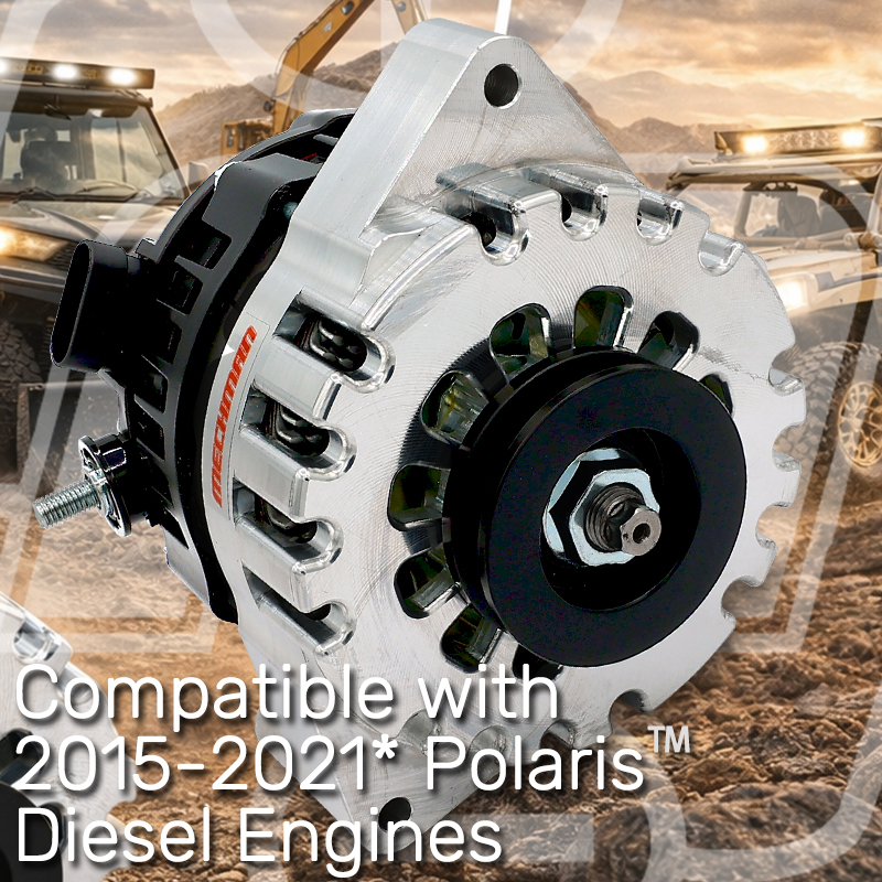 Mechman 170-amp billet alternator for 2015–2021 Polaris diesel engines