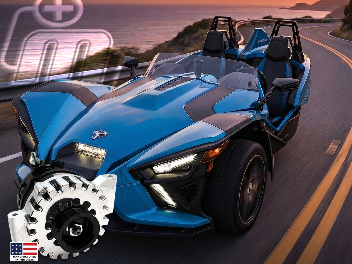 Polaris Slingshot show build with high-output audio and lighting
