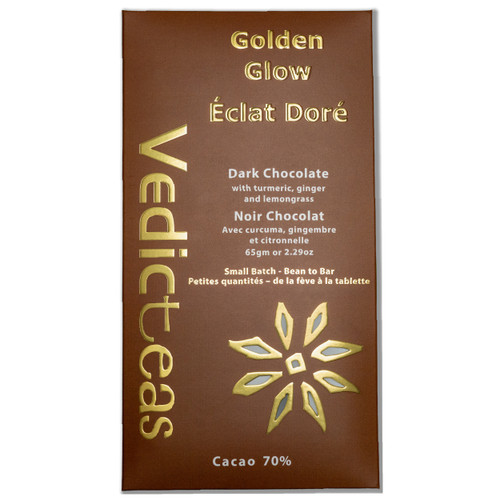 Golden Glow Dark Chocolate With Turmeric, Ginger, Lemongrass