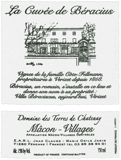 Mâcon-Villages La Cuvée de Béracius Domaine des Terres de Chatenay