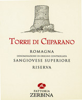 Wine Label for Romagna Torre di Ceparano Riserva Fattoria Zerbina 2018