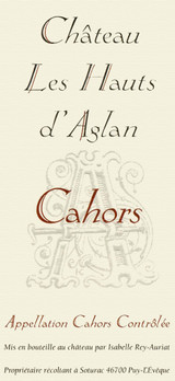 Wine Label for Cahors Cuvee A Château Les Hauts d'Aglan 2022