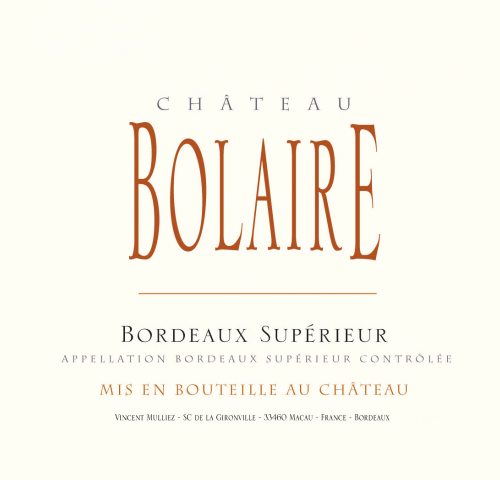Bordeaux Supérieur Château Bolaire 2014 NY
