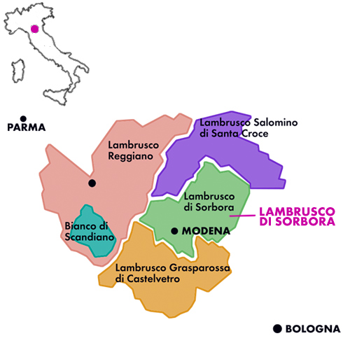 Appellation Map for Lambrusco di Sorbara Il Selezione Francesco Vezzelli  DE