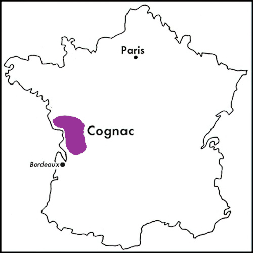 Appellation Map for Cognac XO Grande Reserve Jean Fillioux 