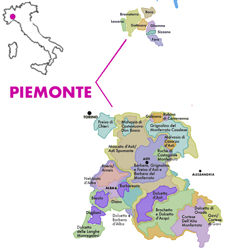 Appellation Map for Piemonte Rosanna Extra Brut Rosé Ettore Germano 