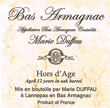 Bas Armagnac Marie Duffau Hors d'Age Armagnac Delord NJ