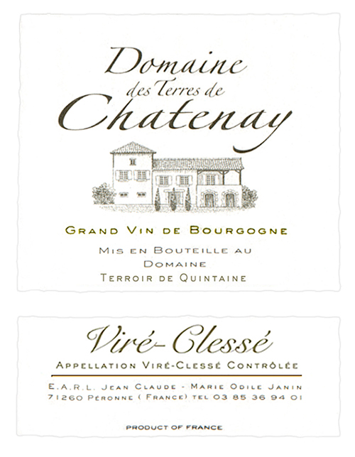 Viré-Clessé Terroir de Quintaine Domaine des Terres de Chatenay 2022 NY