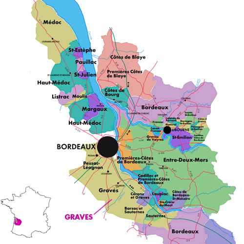Appellation Map for Graves  Château Malartic Lagravier 2014