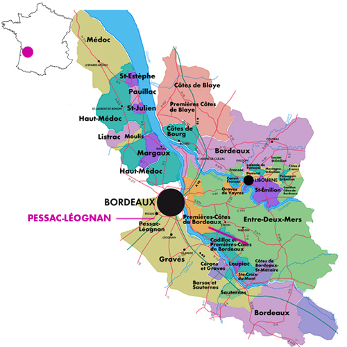Appellation Map for Pessac-Léognan  Château Malartic Lagraviere 2014