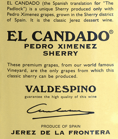 Jerez de la Frontera Pedro Ximinez El Candado (Half Bottle) Valdespino NJ