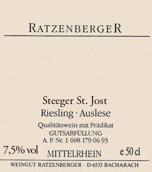 Steeger St. Jost Auslese (500 ml) Weingut Ratzenberger 2003 DE