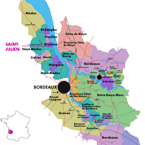 Appellation Map for Saint-Julien  Château Lagrange 2016