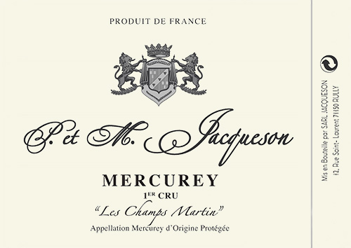 Mercurey Premier Cru Les Champs Martin Paul et Marie Jacqueson 2022 NJ