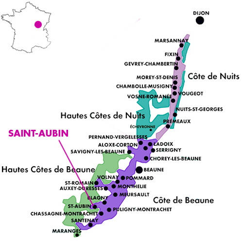 Appellation Map for Saint-Aubin Premier Cru La Chatenière Domaine Jérôme Fornerot 2022