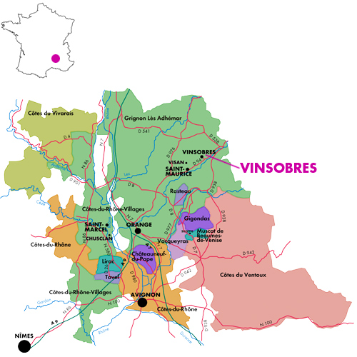 Appellation Map for Vinsobres Altitude 420 Domaine Jaume 2021