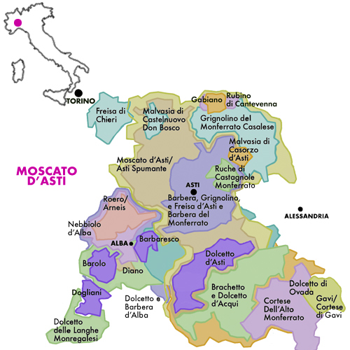 Appellation Map for Moscato d'Asti  Gianni Doglia 2023
