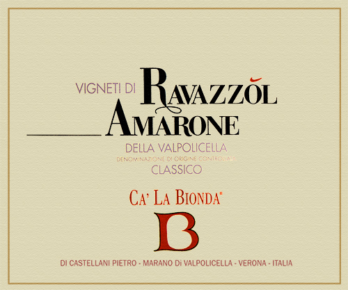 Amarone della Valpolicella Classico Ravazzol Agricola Ca’ La Bionda 2018 DE