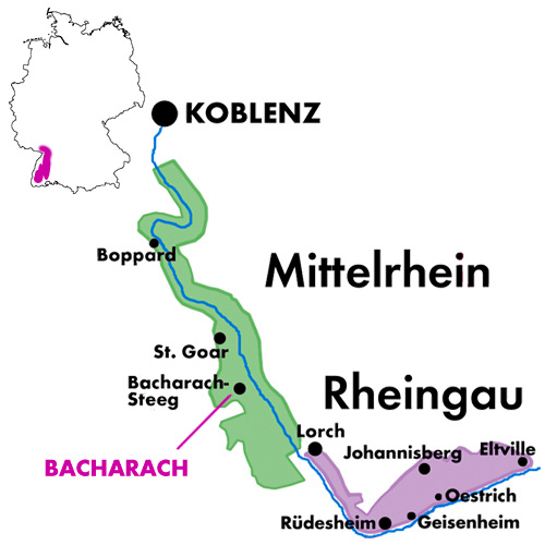 Appellation Map for Mittlerhein Schloss Fürstenberg Riesling Trocken Weingut Ratzenberger 2019