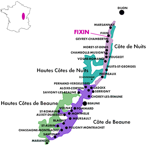 Appellation Map for Fixin En Tabellion Domaine Philippe Rossignol 2020