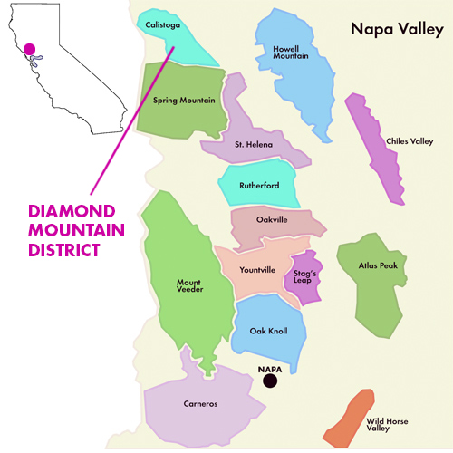 Appellation Map for Diamond Mountain District Cabernet Sauvignon Dyer Vineyard 2016