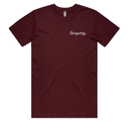 Burgundy “Burgundy” T-Shirt Size LARGE Moore Brothers Wine Company NJ