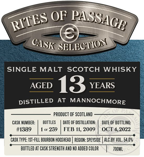 Mannochmore 13 year Scotch Rites of Passage NY