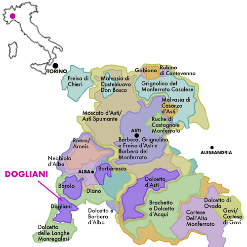Appellation Map for Dogliani D.O.C.G. Sorí Dij But Anna Maria Abbona 2024