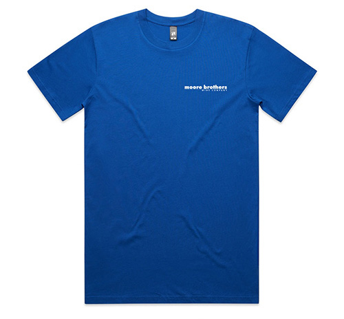 Royal Blue Logo T-Shirt Size LARGE Moore Brothers Wine Company NJ