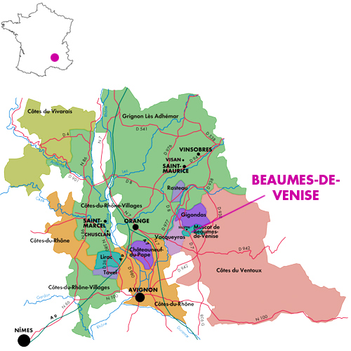 Appellation Map for Beaumes-de-Venise Grangeneuve Domaine Saint Amant 2021