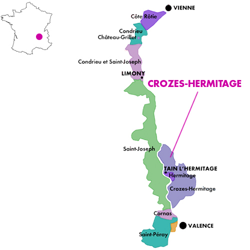Appellation Map for Crozes-Hermitage Les Pierrelles Domaine Belle 2023