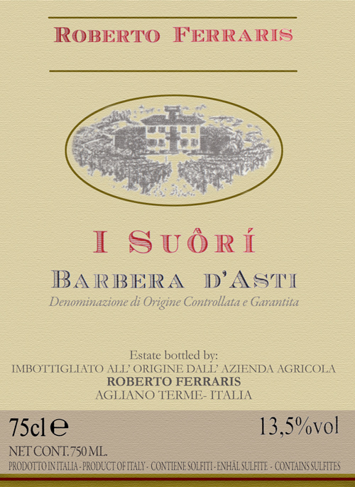 Wine Label for Barbera d’Asti I Suôrí Roberto Ferraris 2024