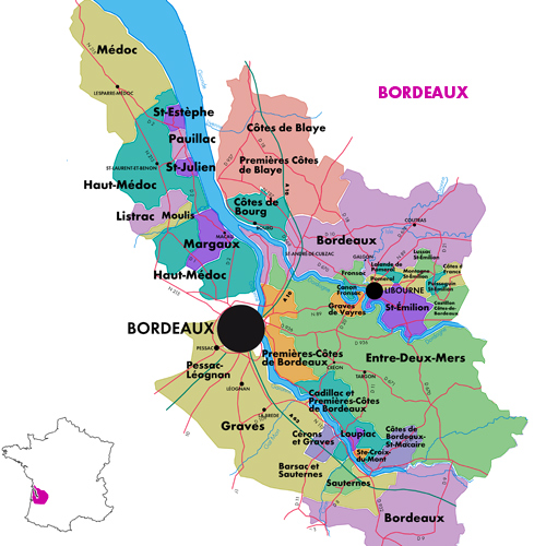 Appellation Map for Bordeaux Cuvée Majeure Blanc Château Turcaud 2023