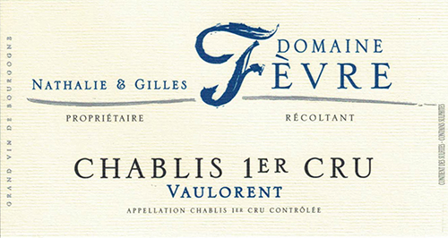 Wine Label for Chablis Premier Cru Vaulorent Domaine Nathalie and Gilles Fevre 2023