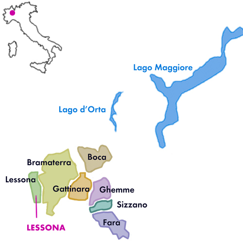 Appellation Map for Lessona  Proprietà Sperino 2019