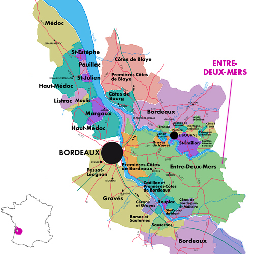 Appellation Map for Entre-Deux-Mers  Château Turcaud 2024