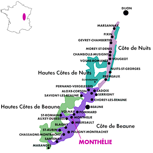 Appellation Map for Monthélie Vieilles Vignes  Domaine Florent Garaudet 2023