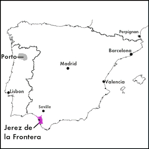 Appellation Map for Jerez de la Frontera Oloroso Don Nuño Lustau 