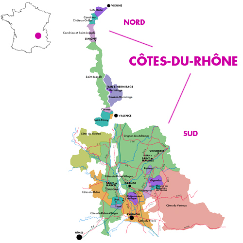 Appellation Map for Côtes du Rhône La Rouyère Domaine Saint Amant 2023