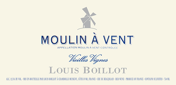Wine Label for Moulin-à-Vent Vieilles Vignes Domaine Louis Boillot 2023
