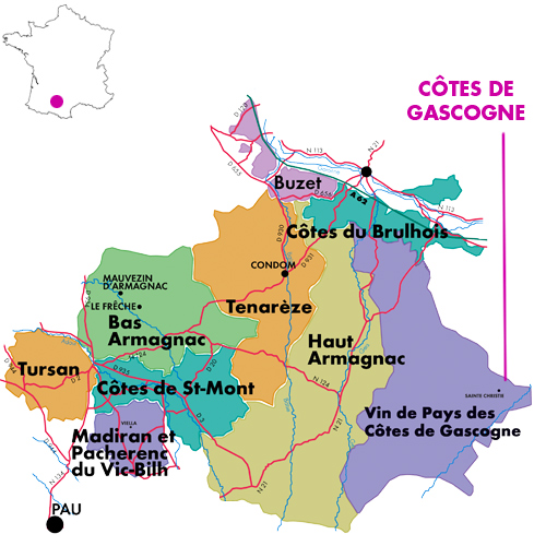 Appellation Map for Côtes de Gascogne  Domaine du Chateau Larroque 2023