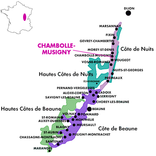 Appellation Map for Chambolle-Musigny Clos de L’Orme Domaine du Couvent 2017