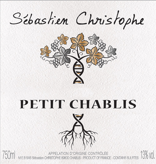 Wine Label for Petit Chablis  Domaine Sébastien Christophe 2024
