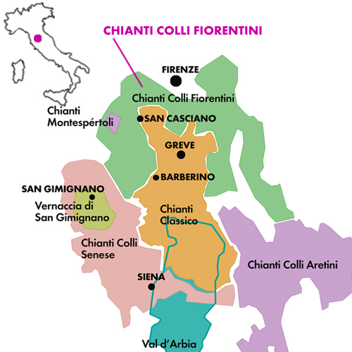 Appellation Map for Chianti Colli Fiorentini Terre Di Corzano Corzano e Paterno 2024